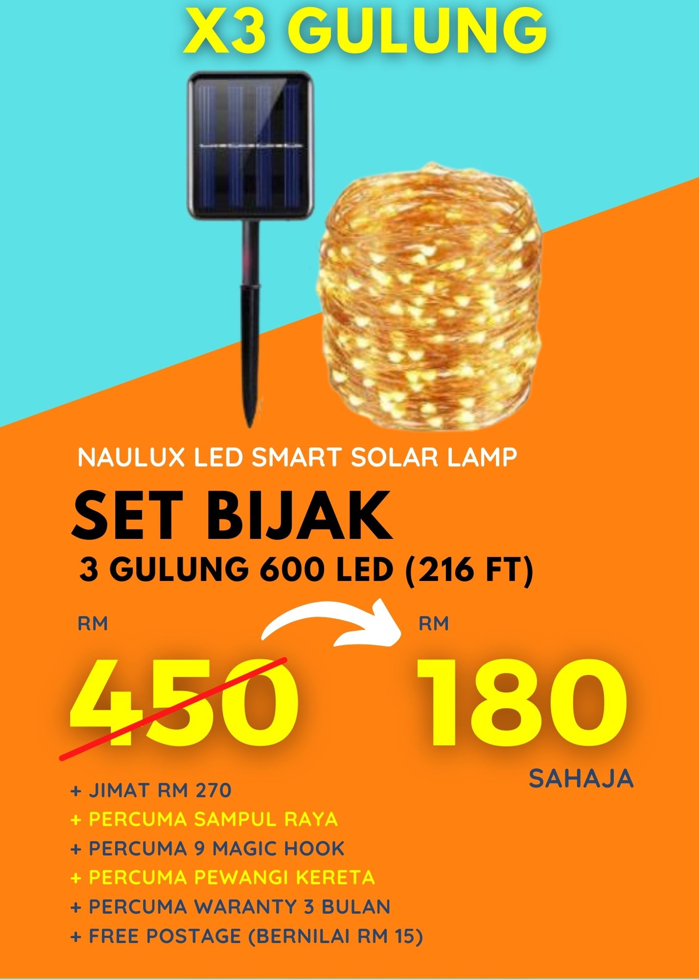 Lampusolar Raya Set Bijak Pcs Lampu Led Raya